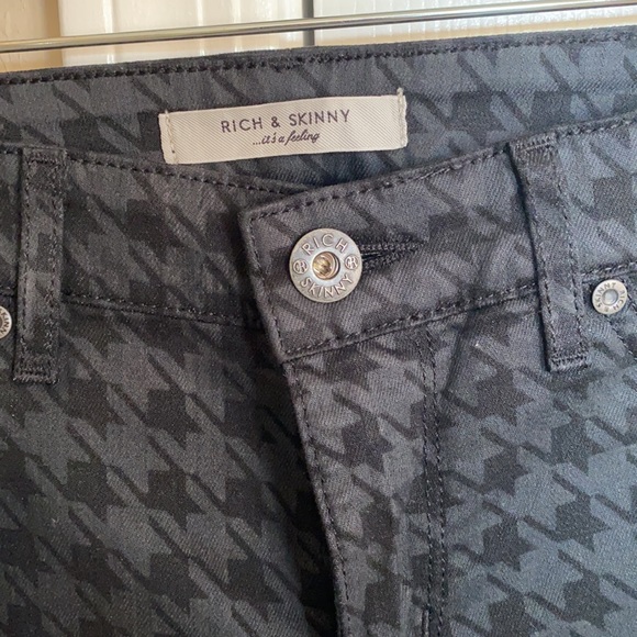 RICH & SKINNY BLACK HOUNDSTOOTH LYOCELL/COTTON BLEND JEANS SZ 28 - Picture 2 of 7